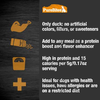 Show full view: PureBites Air Dried Duck Sprinkles Dog Food Topping, 3.5-oz slide 5 of 8