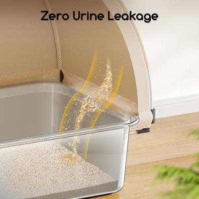 Meowant Stainless Steel High Sided Cat Litter Box with Extendable Scoop, 24.4-in