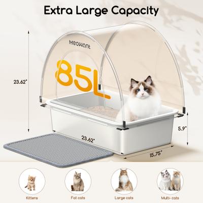 Show full view: Meowant Stainless Steel High Sided Cat Litter Box with Extendable Scoop, 24.4-in, Yellow, 89-L slide 2 of 7