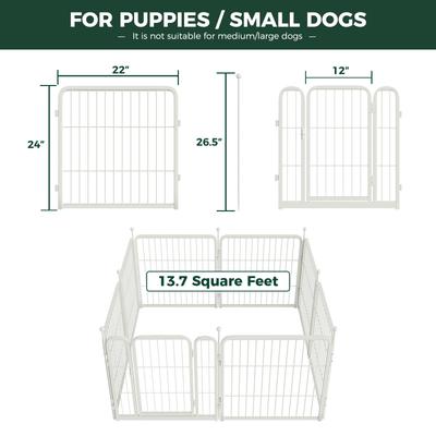 Show full view: FXW Rollick Indoor & Outdoor Dog Playpen, White, 24-in, 8-panel slide 9 of 11