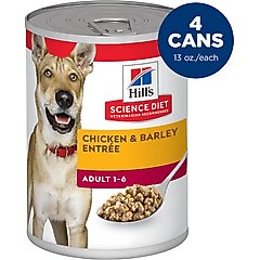 Hill's Science Diet Adult Chicken & Barley Entree Wet Dog Food, 13-oz can, case of 4