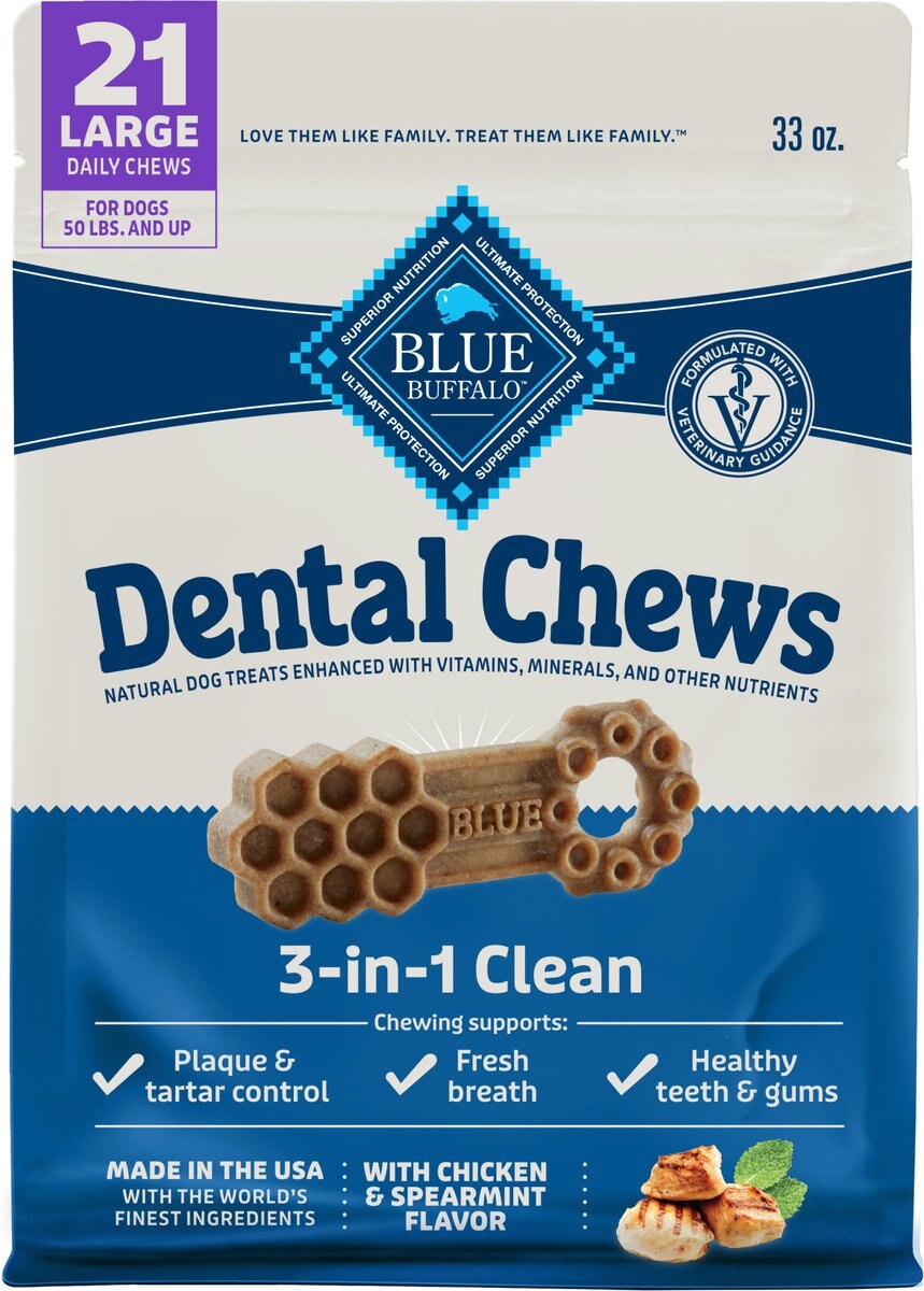 Blue Buffalo Large Natural Chicken & Spearmint Dental Dog Chews Treats