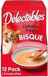 Hartz Delectables Bisque Tuna & Salmon Pack Lickable Cat Treats, 1.4-oz pouch, 12 count