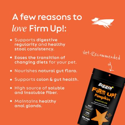 Show full view: Diggin' Your Dog Firm Up! Pumpkin Digestive Aid Powder Supplement for Dogs & Cats, 4-oz bag slide 4 of 11