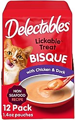 Hartz Delectables Bisque Non-Seafood Recipe Chicken & Duck Lickable Cat Treats, 1.4-oz, case of 12