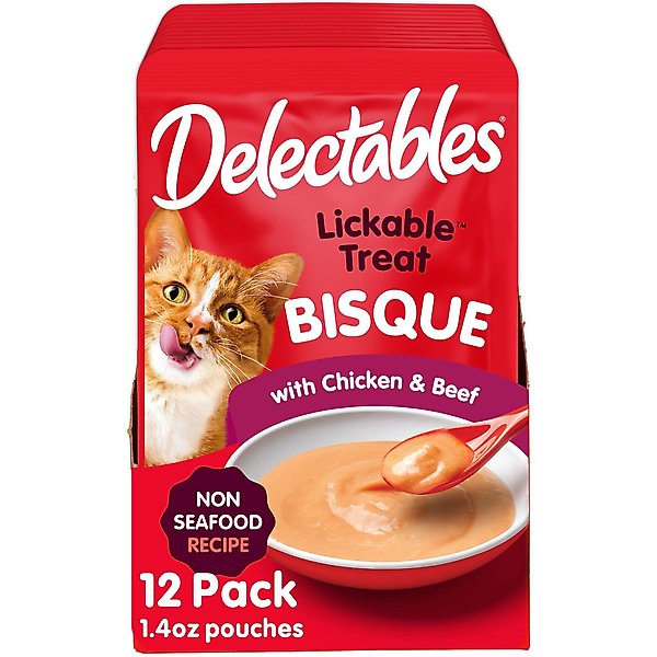 Hartz Delectables Lickable Treat Bisque Non-Seafood Recipe Chicken & Beef Lickable Cat Treats