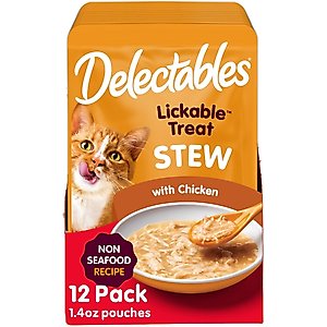Hartz Delectables Lickable Treat Stew Non-Seafood Recipe with Chicken Lickable Cat Treats, 1.4-oz, case of 12