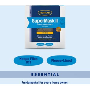Farnam SuperMask II Horse Fly Mask with Covered Ears, Assorted, Small Horse