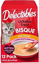 Hartz Delectables Bisque Tuna & Chicken Lickable Kitten Treats, 1.4-oz, case of 12