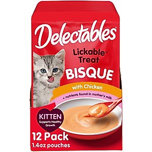 Hartz Delectables Lickable Treat Bisque Tuna & Chicken Lickable Treat Kitten Treats, 1.4-oz, case of 12