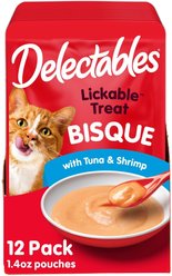 Hartz Delectables Bisque Tuna & Shrimp Lickable Cat Treats, 1.4-oz, case of 12