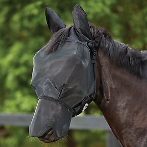 WeatherBeeta Comfitec Double Dart Deluxe Horse Fly Mask with Ears & Nose, Black, Full