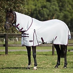 WeatherBeeta Comfitec Essential Mesh II Combo Neck Horse Fly Sheet, White/Maroon/Gray, 75-in