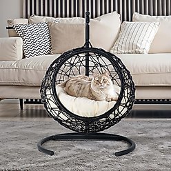 Yitahome Rattan Wicker Swing Cat Bed, Black