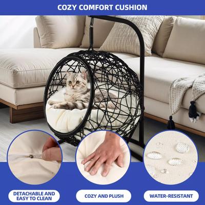 Show full view: Yitahome Rattan Wicker Swing Cat Bed, Black slide 4 of 8