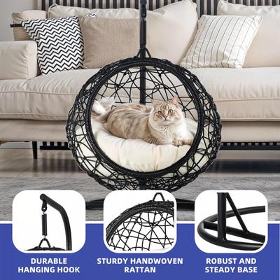 Show full view: Yitahome Rattan Wicker Swing Cat Bed, Black slide 5 of 8