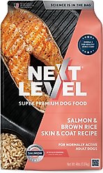 Next Level Super Premium Pet Food Salmon & Brown Rice Skin & Coat Recipe Dry Dog Food, 4-lb bag