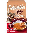 Hartz Delectables Lickable Treat Savory Broths for Senior 10+ Chicken & Tuna Grain-Free Lickable Cat Treats, 1.4-oz pouch, pack of 12