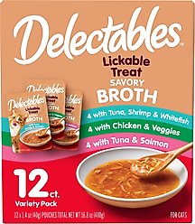 Hartz Delectables Savory Broth Variety Pack Lickable Cat Treats, 1.4-oz pouch, 12 count