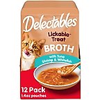 Hartz Delectables Lickable Treat Savory Broths Tuna, Shrimp & Whitefish Lickable Cat Treats, 1.4-oz pouch, pack of 12