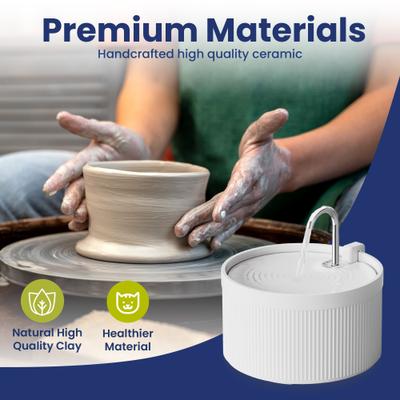 Show full view: PawsPik Ceramic Serenity Faucet Dog & Cat Water Fountain, White, 9-cup slide 8 of 11