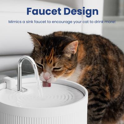 Show full view: PawsPik Ceramic Serenity Faucet Dog & Cat Water Fountain, White, 9-cup slide 3 of 11