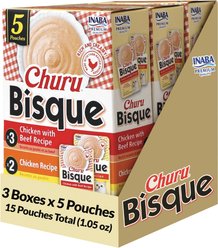 Inaba Churu Bisque for Cats Chicken Variety Pack Lickable Cat Treats, 1.05-oz pouch, 15 count