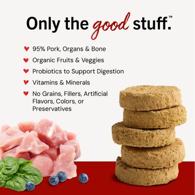 Show full view: Stella & Chewy's Purely Pork Freeze-Dried Raw Dinner Patties Dog Food, 14-oz bag slide 4 of 13