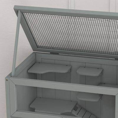 Show full view: PawHut 3 Tier Wooden Hamster Cage slide 9 of 10