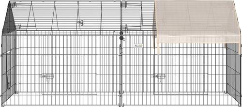 Show full view: PawHut Outdoor Metal Playpen Small Animal Cage, Beige slide 9 of 9