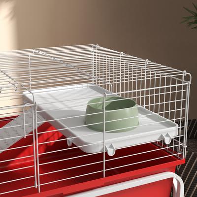 Show full view: PawHut 39-in 2-Story Small Animal Cage with Stand, Red slide 9 of 9