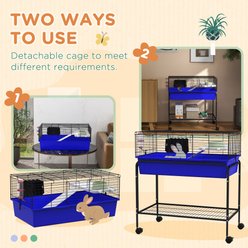 PawHut 33-in 2-Story Small Animal Cage with Stand, Blue slide 2 of 9