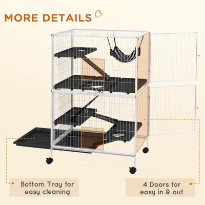 Show full view: PawHut 50-in 5-Tier Steel Wire Ferret Cage, White slide 7 of 10