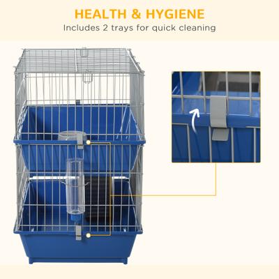Show full view: PawHut 2-Tier Small Animal Cage, Blue slide 7 of 9