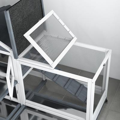 Show full view: PawHut 65-in Wooden Rabbit Hutch with Wheels slide 9 of 10