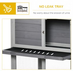 PawHut 62-in Wooden Rabbit Hutch with Wheels, Light Grey slide 2 of 9