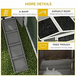 PawHut 61-in 2-Story Indoor/Outdoor Rabbit Hutch, Light Grey slide 2 of 9