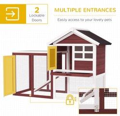 PawHut 48-in Wooden Waterproof Rabbit Hutch, Multi-colored slide 2 of 9
