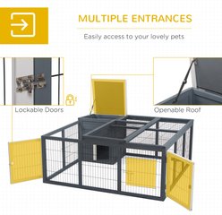 PawHut Indoor/Outdoor Waterproof Rabbit Hutch, Charcoal Gray slide 2 of 9