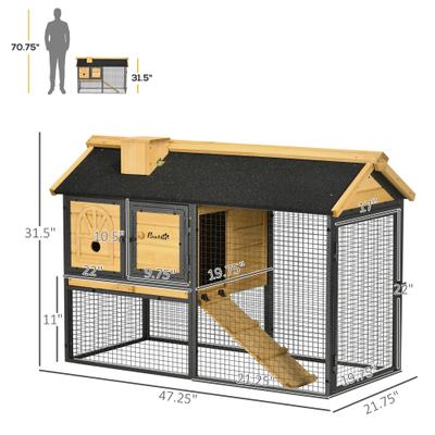 Show full view: PawHut 47-in 2 Story Wooden Outdoor Rabbit Hutch slide 3 of 9