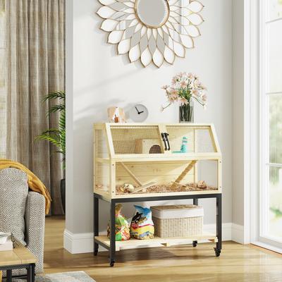 Show full view: PawHut Wheeled Hamster Cage with Storage Shelf slide 2 of 9