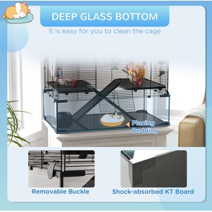 PawHut Deep Glass Bottom Hamster Cage