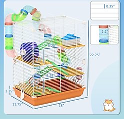 PawHut 5-Tier Metal Wire Hamster Cage, Orange slide 2 of 9