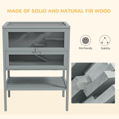 Show full view: PawHut 3 Tier Wooden Hamster Cage slide 7 of 10