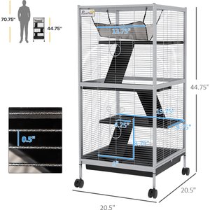 PawHut Rolling 4 Platform Small Animal Cage