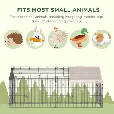 Show full view: PawHut Outdoor Metal Playpen Small Animal Cage, Beige slide 6 of 9