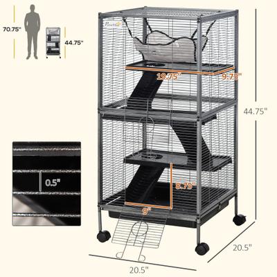 Show full view: PawHut 4 Platform Small Animal Cage with Wheels slide 3 of 10