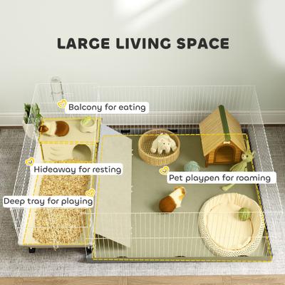 Show full view: PawHut Small Animal Cage with Removable Playpen slide 4 of 9