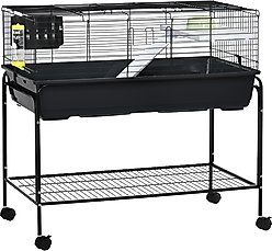 PawHut 39-in 2-Story Small Animal Cage with Stand, Grey