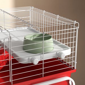 PawHut 33-in 2-Story Small Animal Cage with Stand, Red